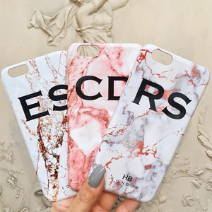 Personalised White and Rose Gold Foil Marble Initial Phone Case - HB LONDON