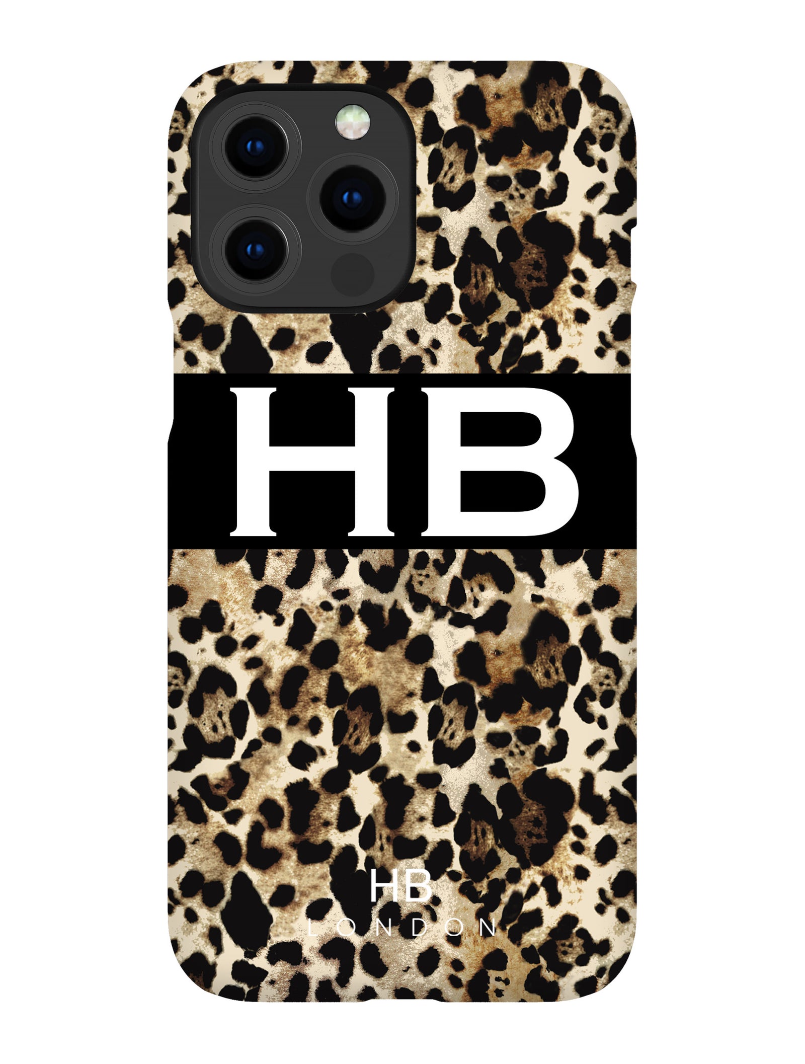 Personalised Leopard Print Initial iPhone Case with White Font