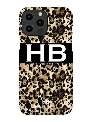Personalised Leopard Print Initial iPhone Case with White Font