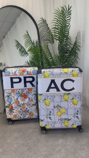 Personalised Sorrento Sun with Black Font Initial Suitcase