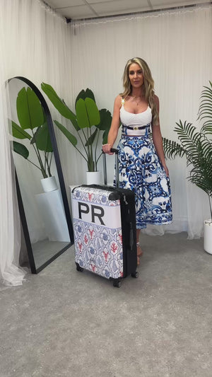 Personalised Adriatic Catch with Black Font Initial Suitcase