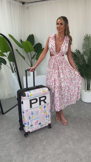 Personalised Côte d'Azur Dreams with Black Font Initial Suitcase