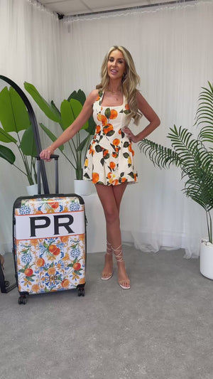 Personalised Amalfi Market with Black Font Initial Suitcase