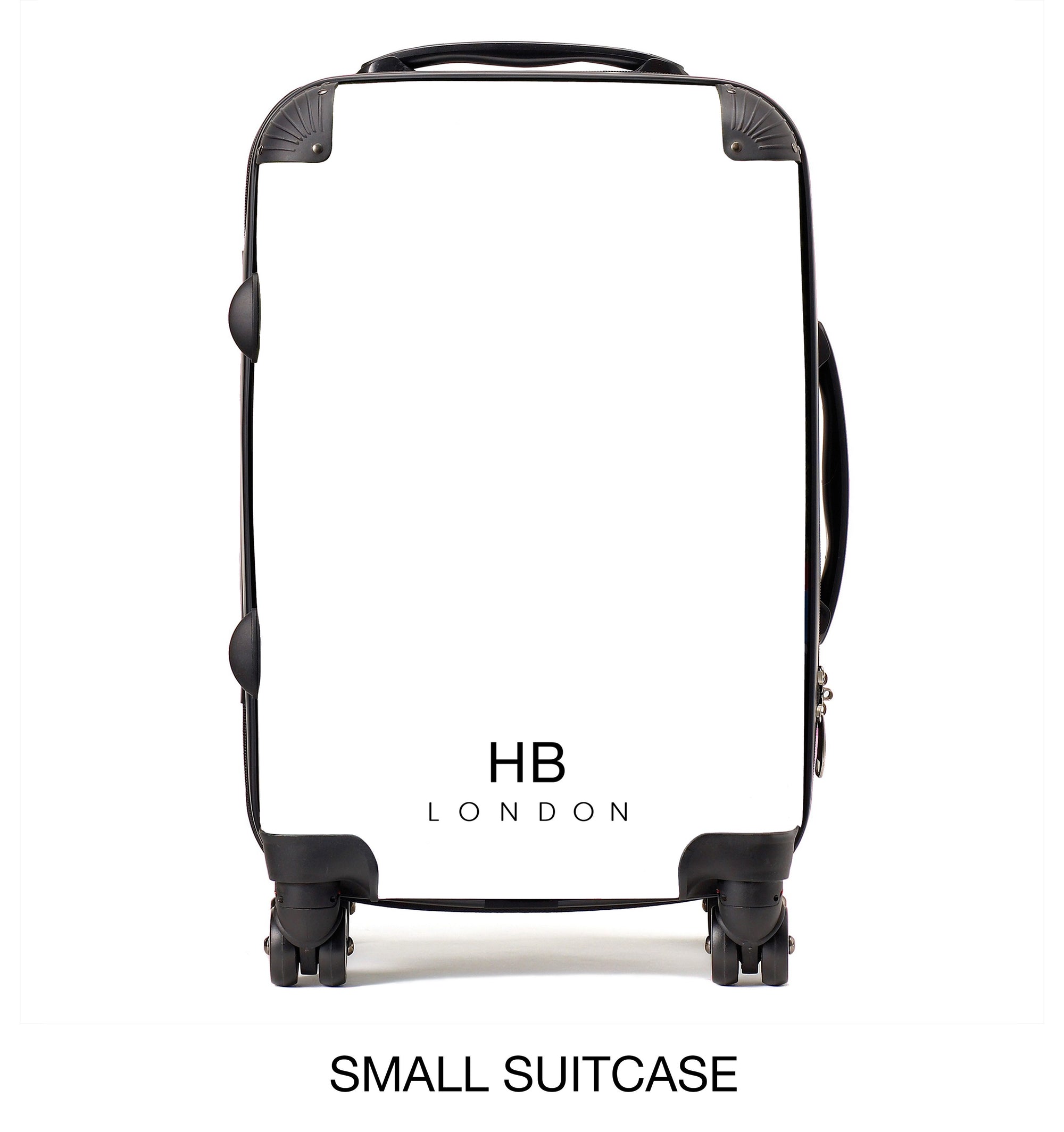 Personalised White with Black Classic Font Initial Suitcase - HB LONDON