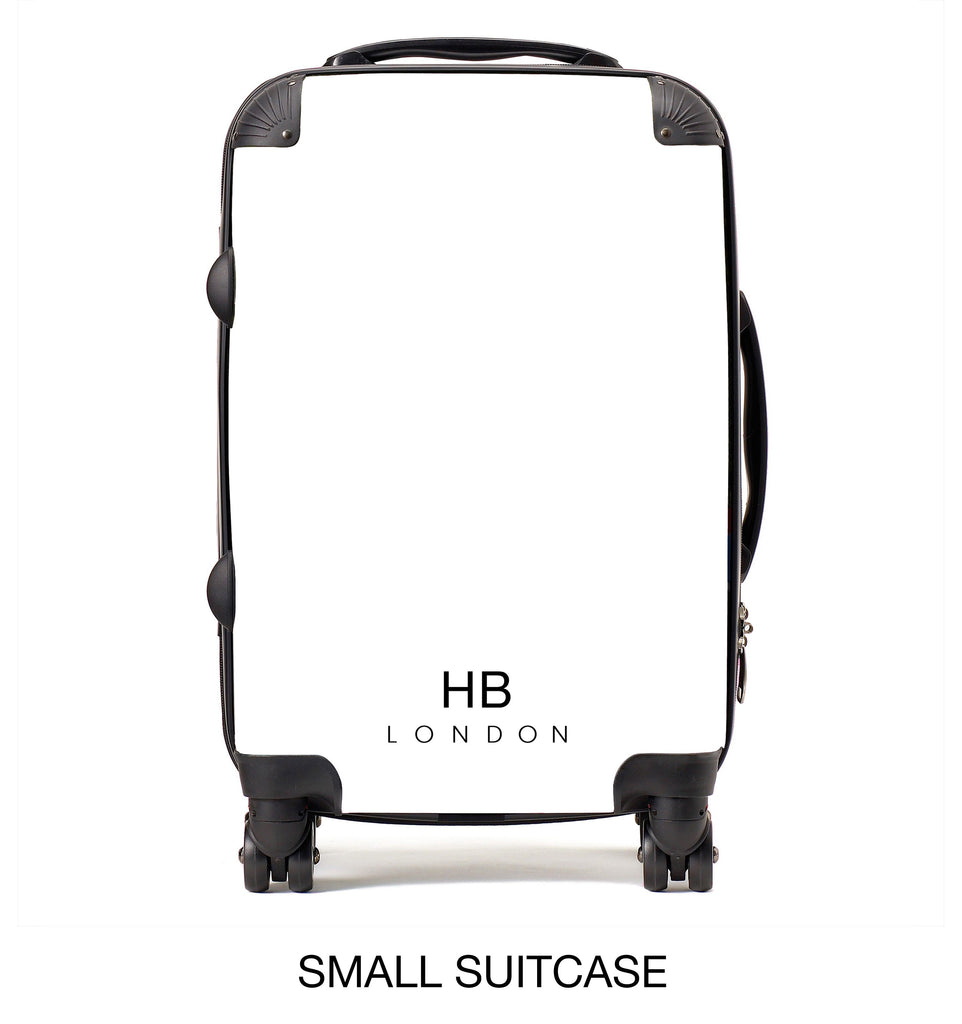 Personalised Greige Safari Toile with Designer Font Initial Suitcase - HB LONDON