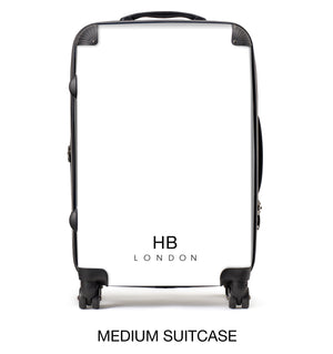 Personalised White and Black Marble Initial Suitcase - HB LONDON