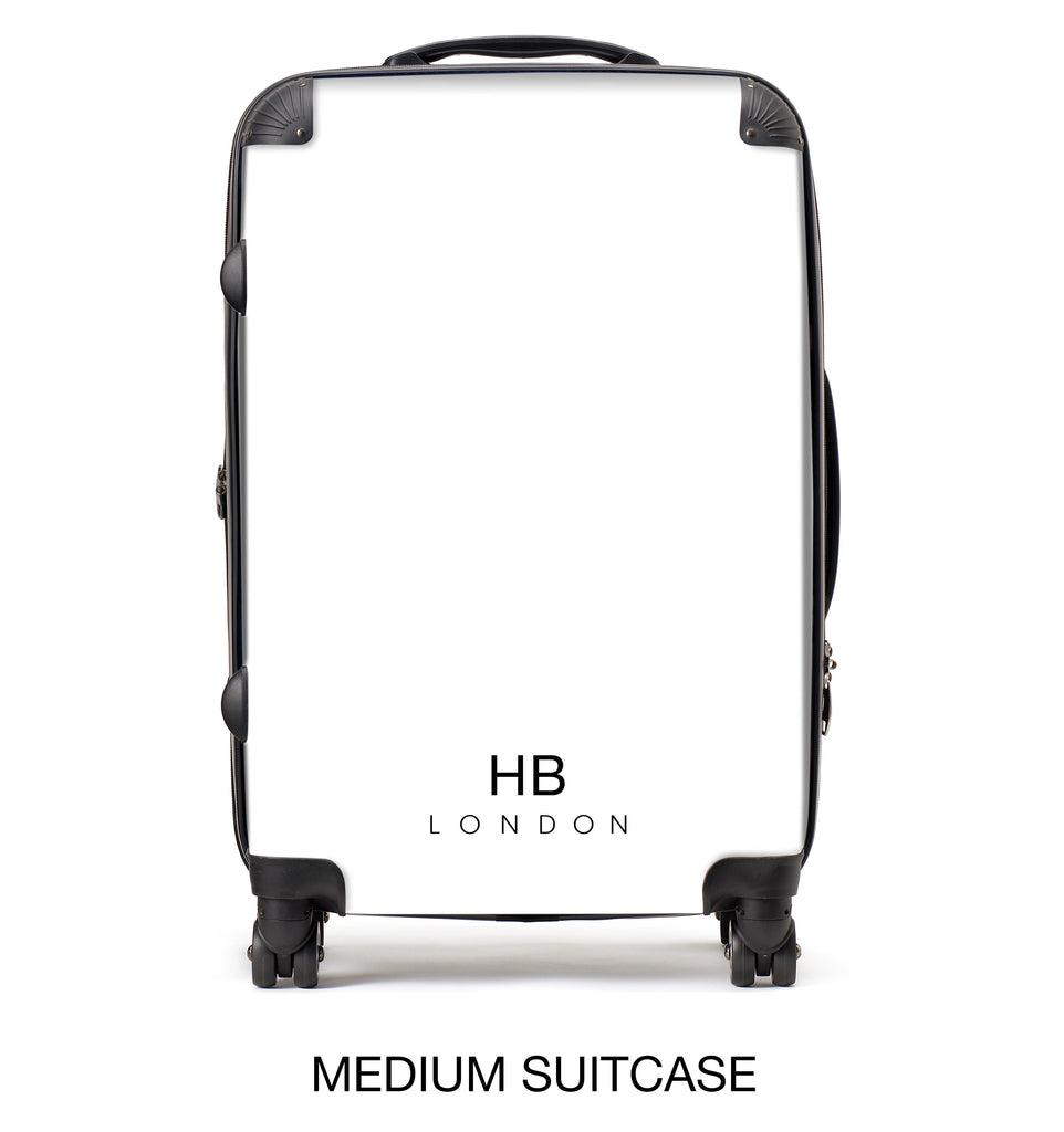 Personalised Slate, Black and Grey Stripe with White Font Initial Suitcase - HB LONDON