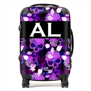 Personalised Purple Mermaid Skull Initial Suitcase - HB LONDON