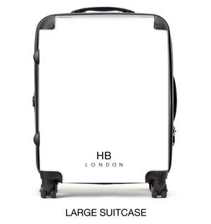 Personalised White Snake Skin Print with Black Font Initial Suitcase - HB LONDON