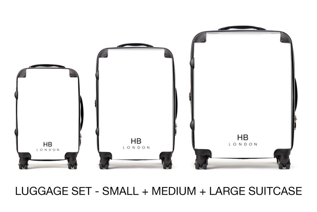 Personalised Greige Safari Toile with Designer Font Initial Suitcase - HB LONDON
