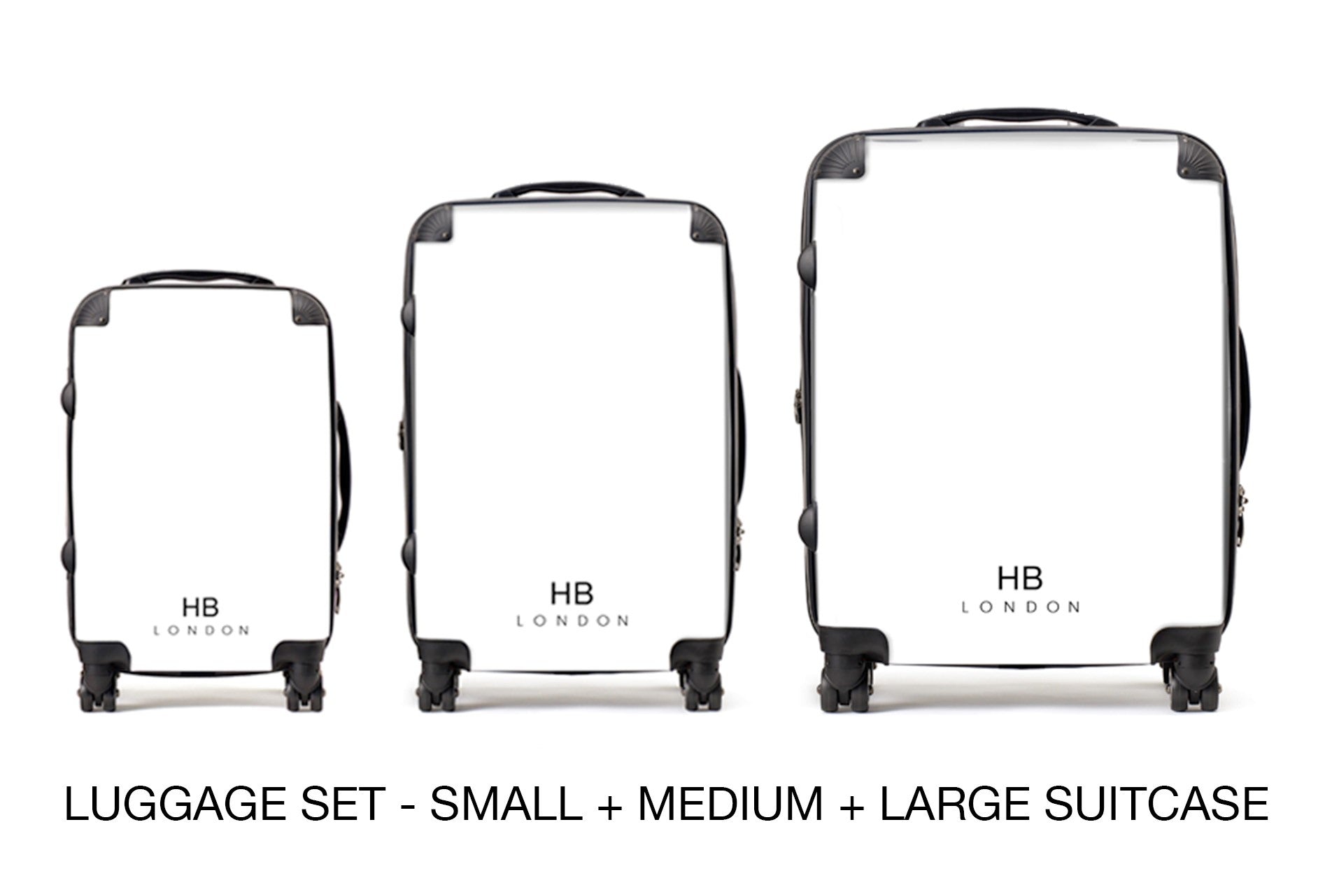 Personalised Black with Custom Logo Initial Suitcase - HB LONDON