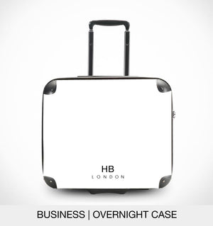 Personalised White and Black Marble Initial Suitcase - HB LONDON