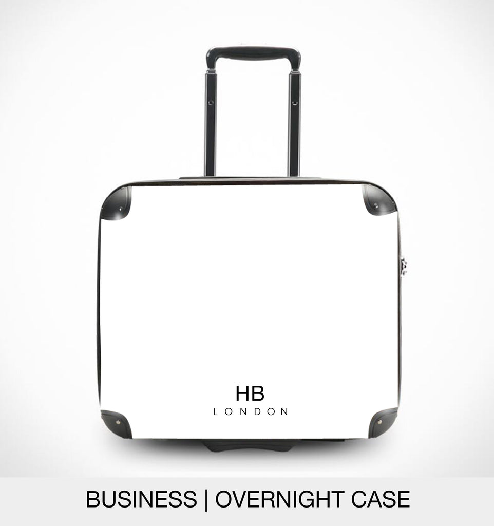 Personalised White Pinstripe Initial Suitcase - HB LONDON