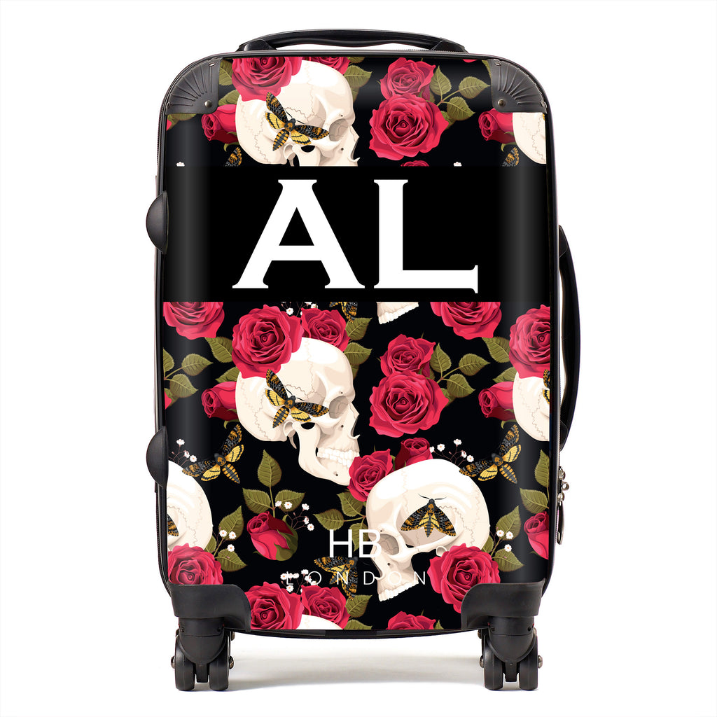 Personalised Skull and Roses Initial Suitcase - HB LONDON