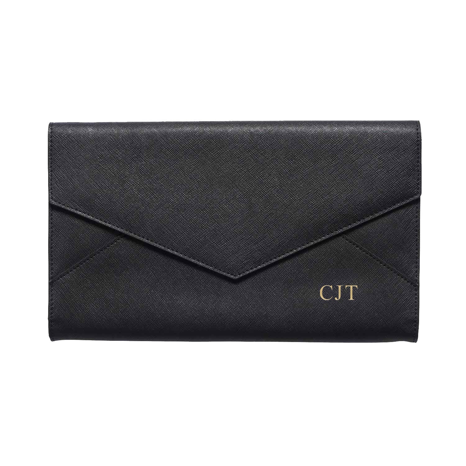 Black Saffiano Leather Envelope Bag - HB LONDON