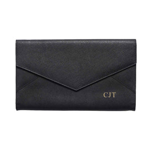 Black Saffiano Leather Envelope Bag - HB LONDON