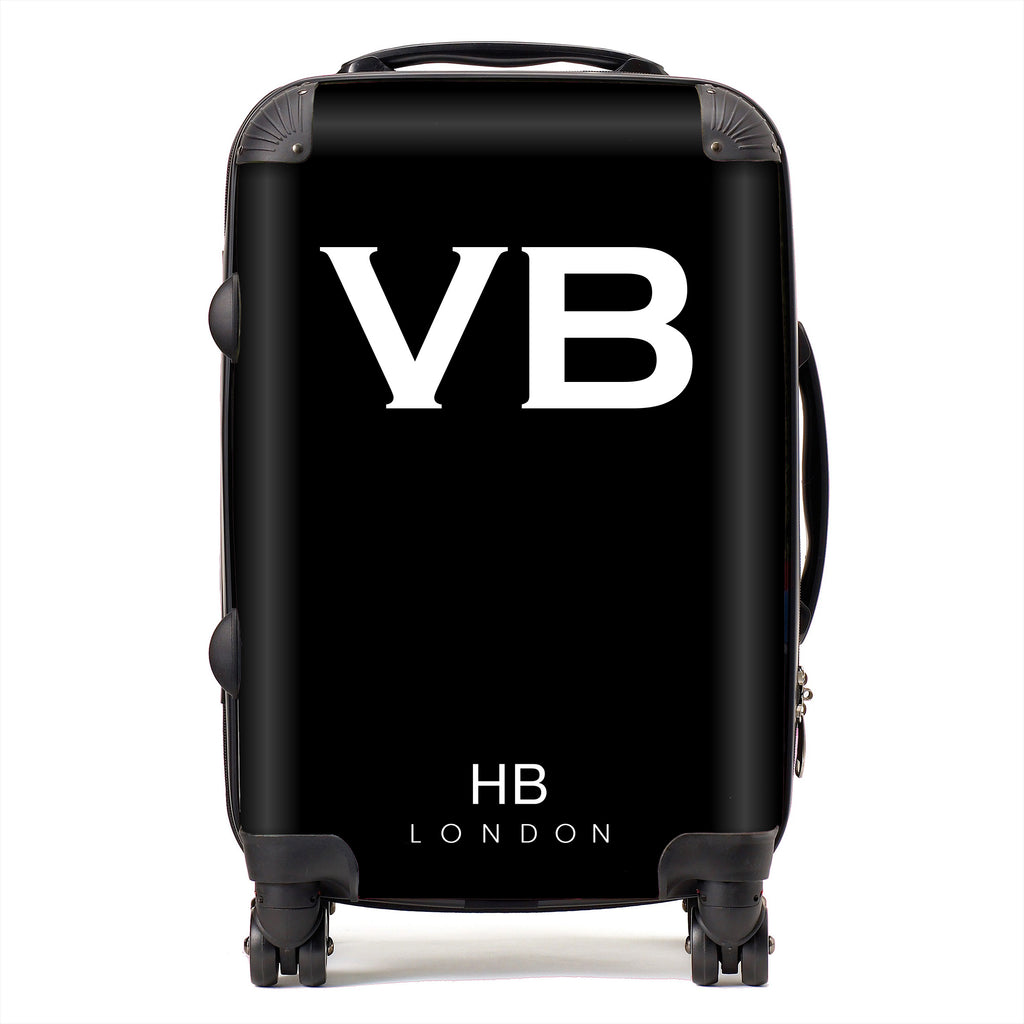 Personalised Spice Girl Black with White Font Initial Suitcase - HB LONDON