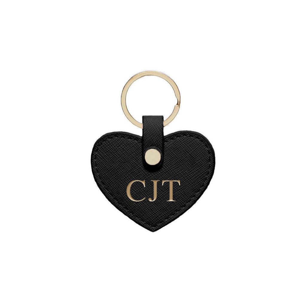 Black Saffiano Leather Key Ring - HB LONDON