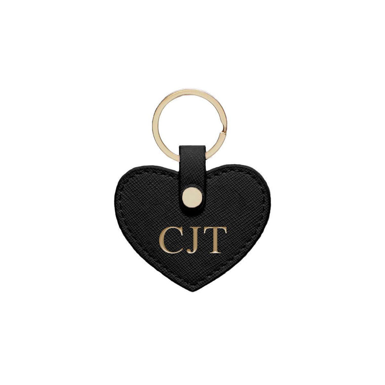 Black Saffiano Leather Key Ring - HB LONDON