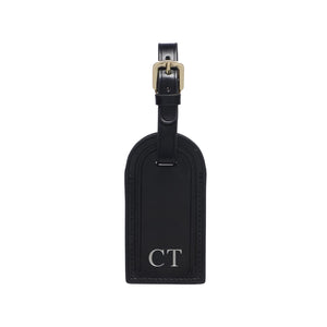 Black Leather Luggage Tag - HB LONDON