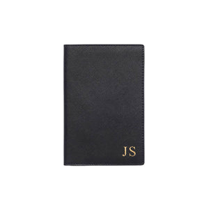 Black Saffiano Leather Passport Holder - HB LONDON