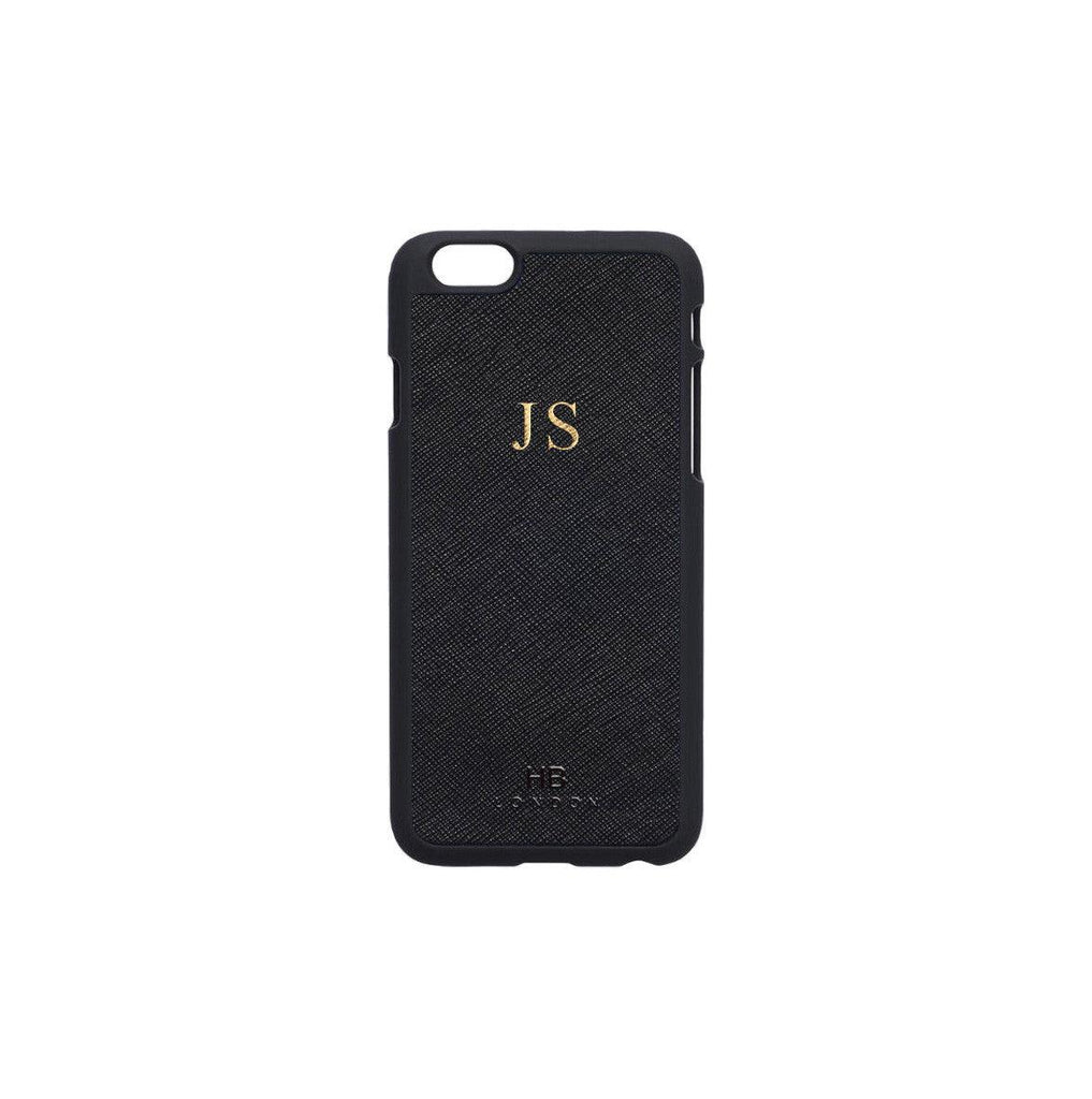 Black Saffiano Leather iPhone6/6s Phone Case - HB LONDON