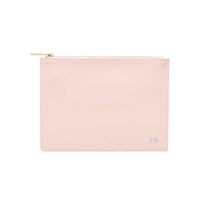 Blush Saffiano Leather Clutch | Pouch Bag - HB LONDON