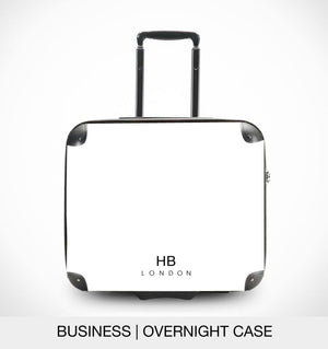 Personalised Black and Dusky Ink Marble with White Font Initial Suitcase - HB LONDON