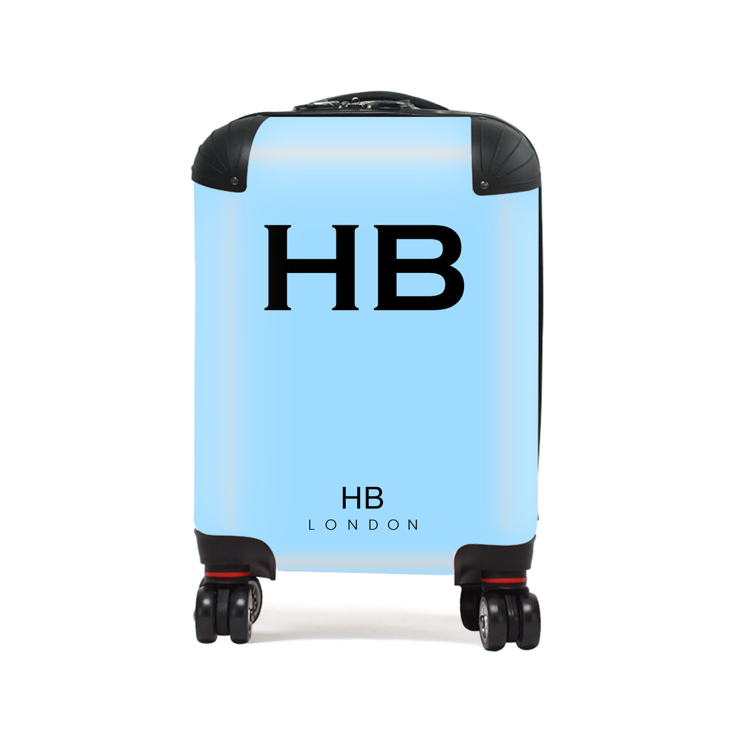 Personalised Blue with Black Font Children's Suitcase - HB LONDON
