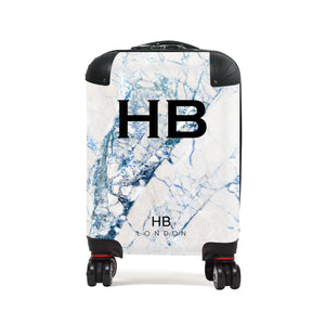 Personalised Blue Cracked Marble Children's Suitcase - HB LONDON