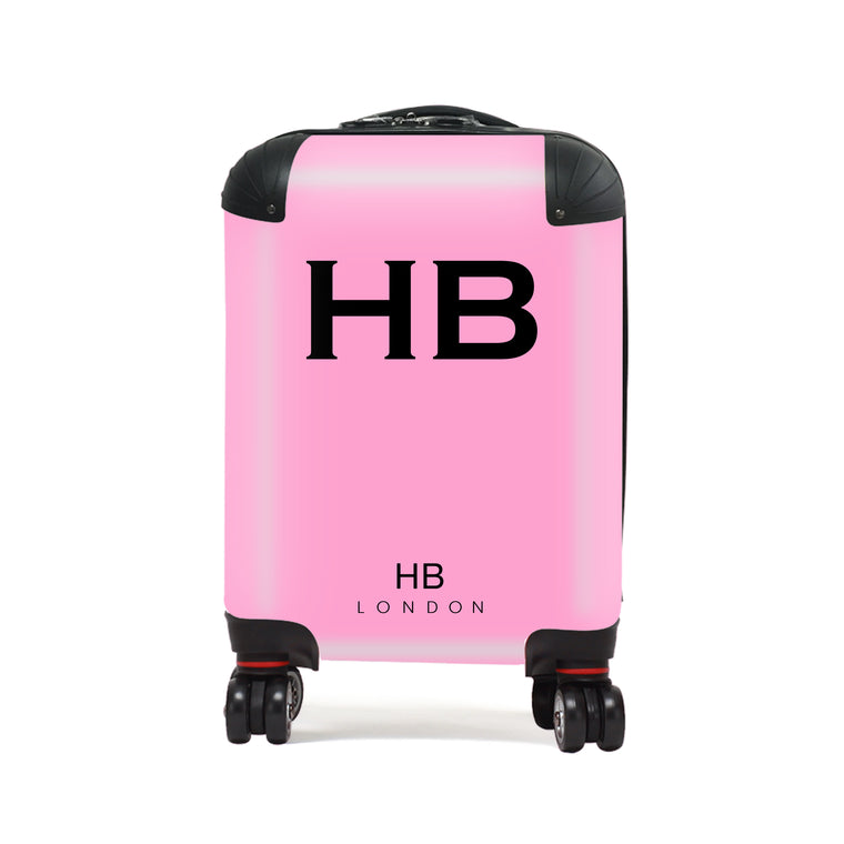 Personalised Pink with Black Font Children's Suitcase - HB LONDON