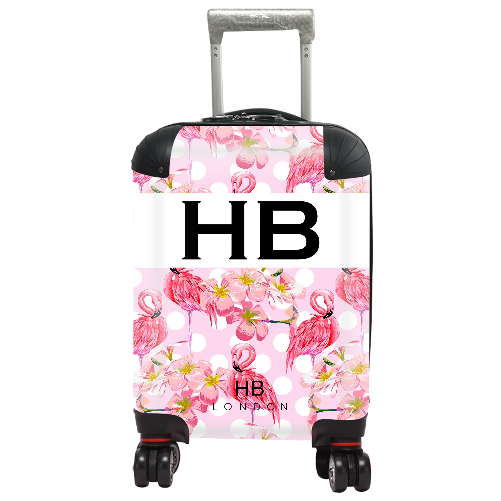 Personalised Polka Dot Flamingo Print Children's Suitcase - HB LONDON