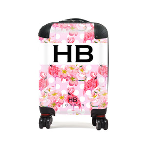 Personalised Polka Dot Flamingo Print Children's Suitcase - HB LONDON