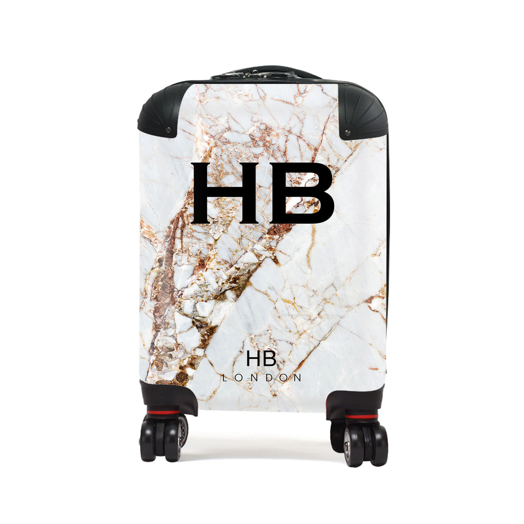 Personalised Natural Cracked Marble Children's Suitcase - HB LONDON