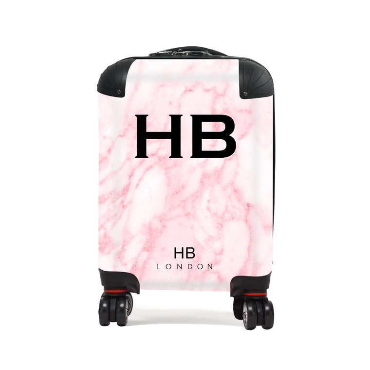 Personalised Pink Marble Children's Suitcase - HB LONDON