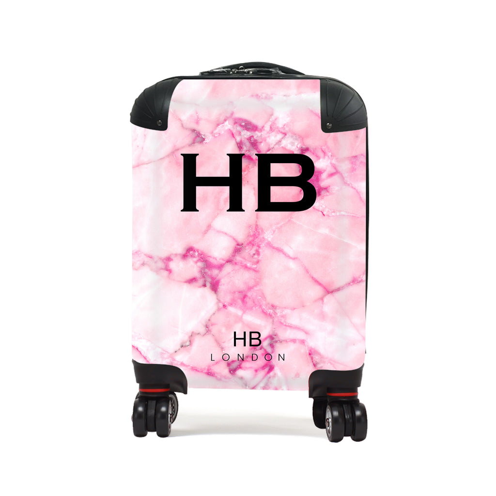 Personalised Pink Shattered Marble Children's Suitcase - HB LONDON