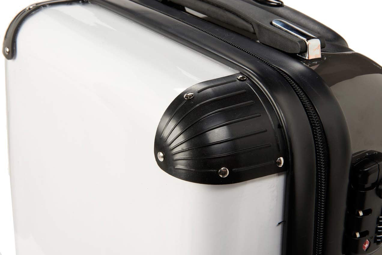 Personalised Black and Blue Pinstripe with White Font Initial Suitcase - HB LONDON