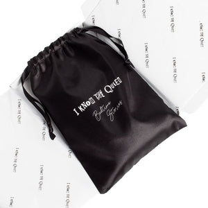 I Know The Queen Personalised Black Silk Embroidered Initial Eye Mask - HB LONDON