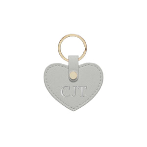 Silver Grey Saffiano Leather Key Ring - HB LONDON