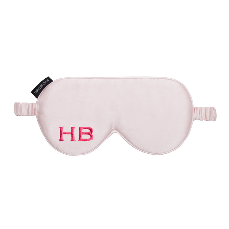 I Know The Queen Personalised Pink Silk Embroidered Initial Eye Mask - HB LONDON