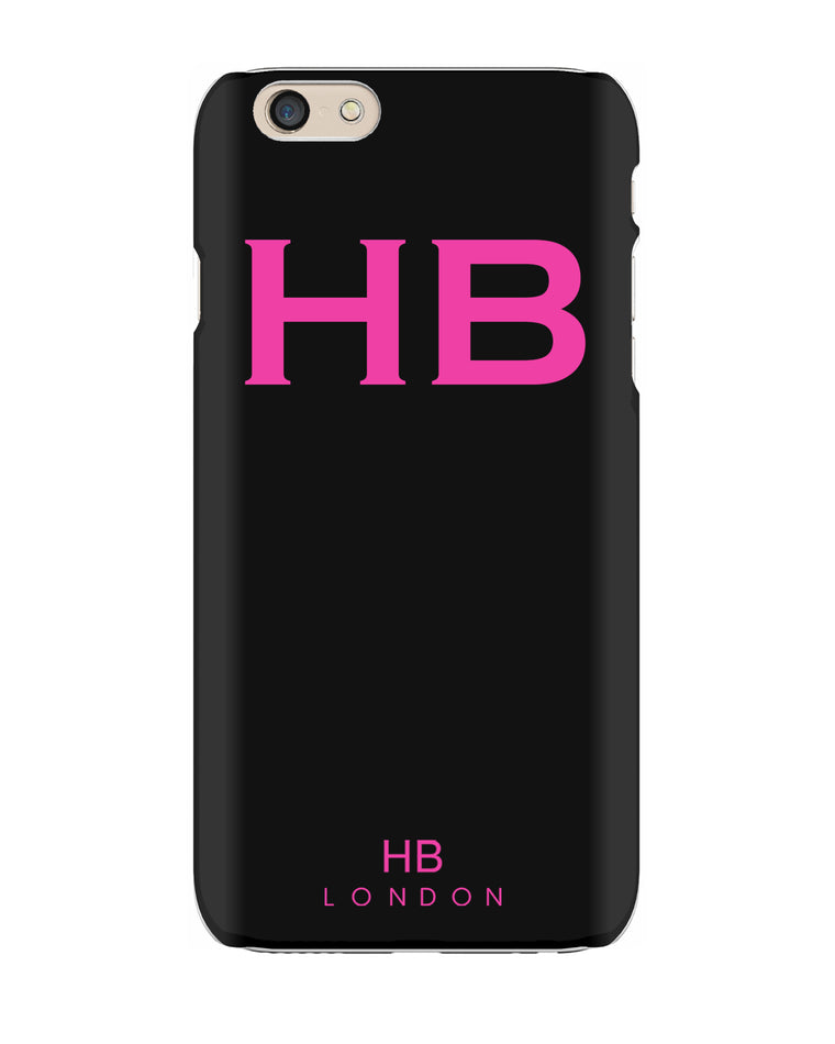 Personalised Black with Hot Pink Font Initial Phone Case - HB LONDON