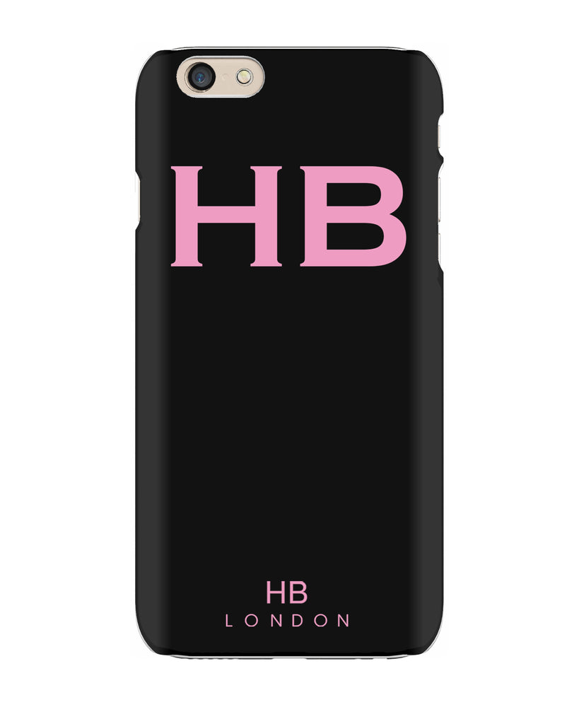 Personalised Black with Pink Font Initial Phone Case - HB LONDON
