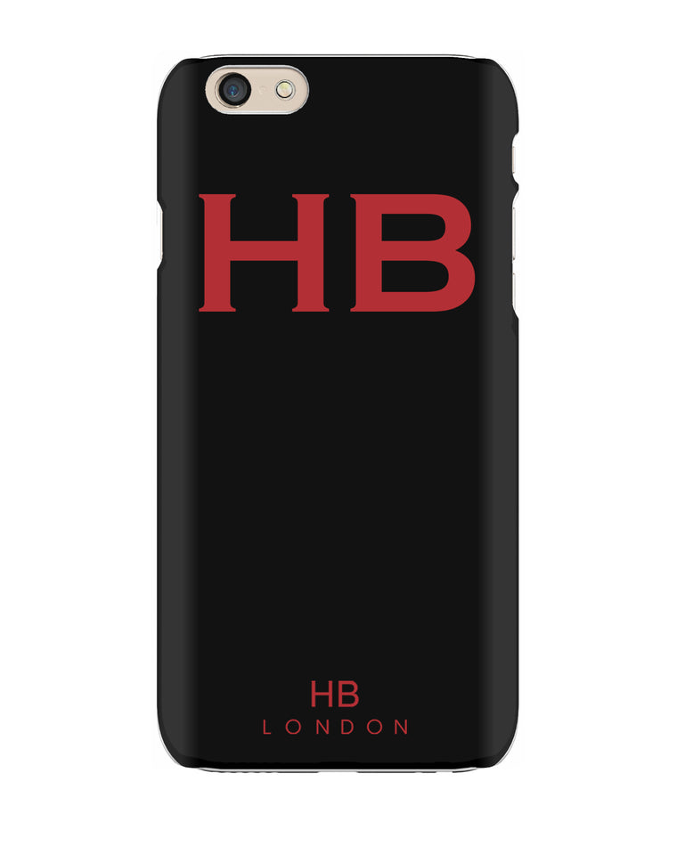 Personalised Black with Red Font Initial Phone Case - HB LONDON