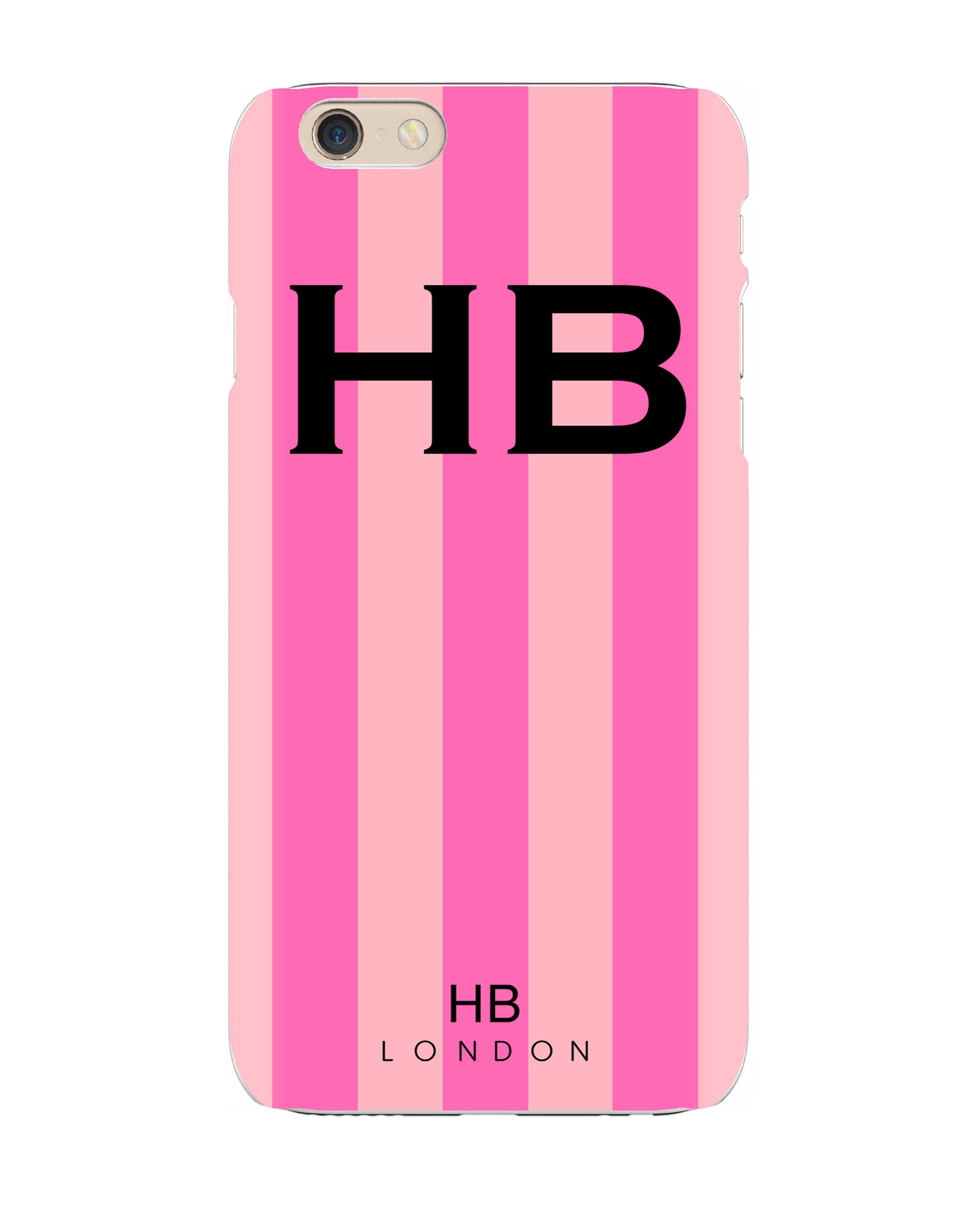 Personalised Pink Stripe with Black Font Initial Phone Case - HB LONDON