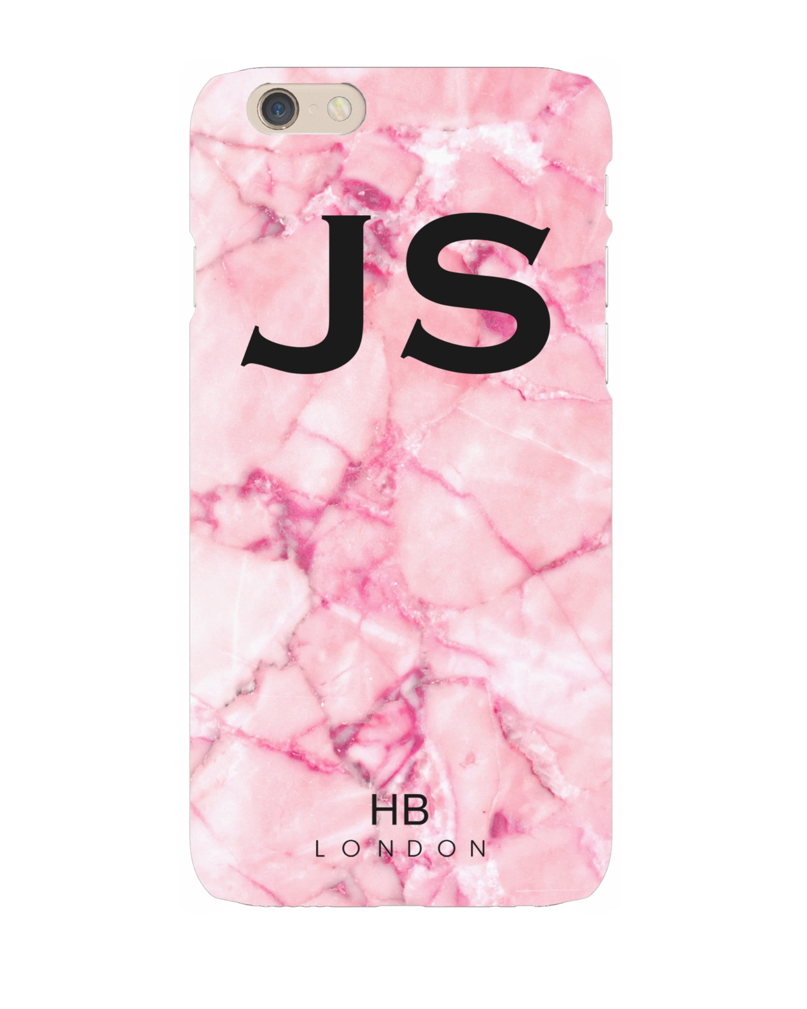 Personalised Pink Shattered Marble Initial Phone Case - HB LONDON