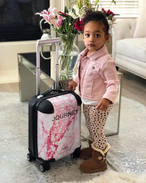 Personalised Pink Cracked Marble Children's Suitcase - HB LONDON
