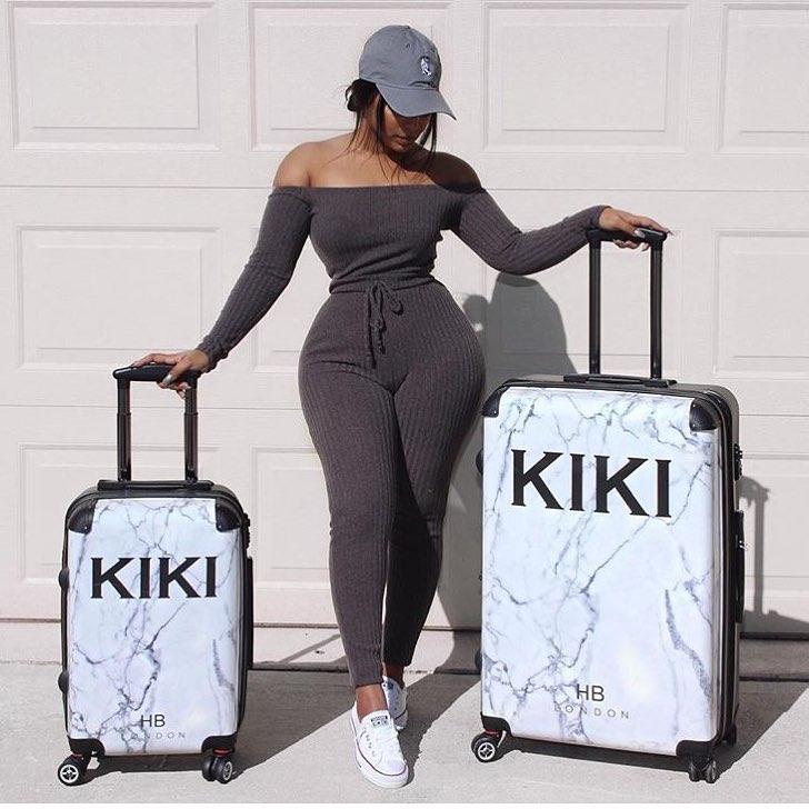 Personalised White Marble Initial Suitcase - HB LONDON