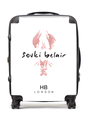 Personalised White with Custom Logo Initial Suitcase - HB LONDON