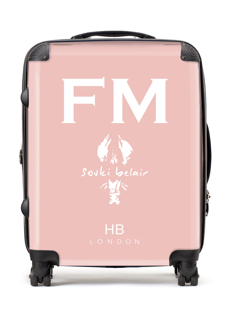 Personalised Nude Pink with Custom Logo Initial Suitcase - HB LONDON