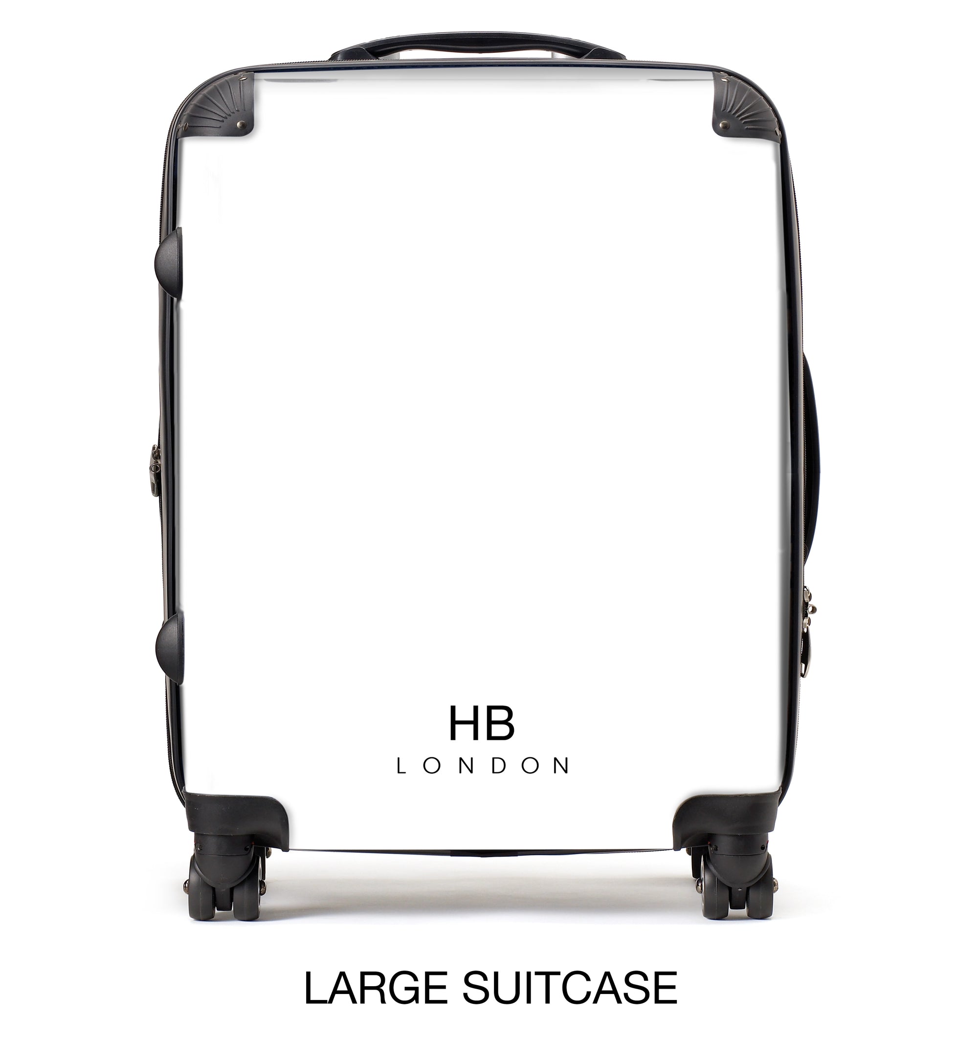 Personalised Black with White Classic Font Initial Suitcase - HB LONDON